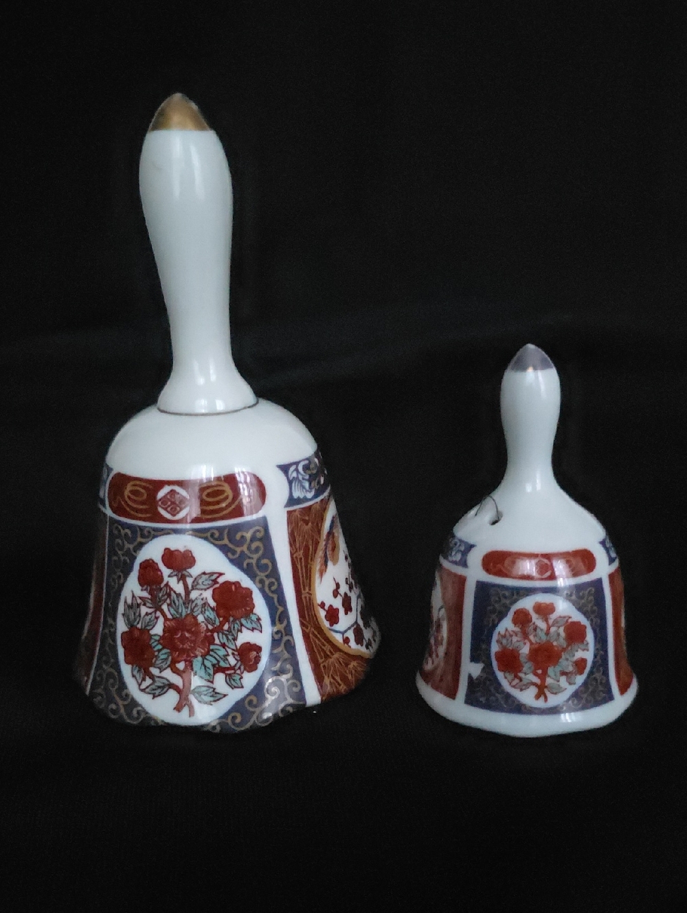 Ceramic Decorative Hand Bell with Red Floral Motif